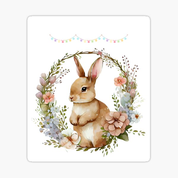 Item preview, Cute soft rabbit sticker pastel drawing designed and sold by TLaithStore.