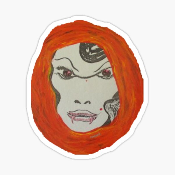 A woman with BITE shows her TEETH Sticker
