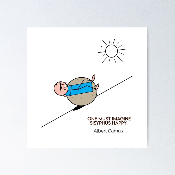 Item preview, Happy Sisyphus Sunbathing - One Must Imagine Sisyphus Happy Philosophy Cartoons designed and sold by JoyfulSisyphus.
