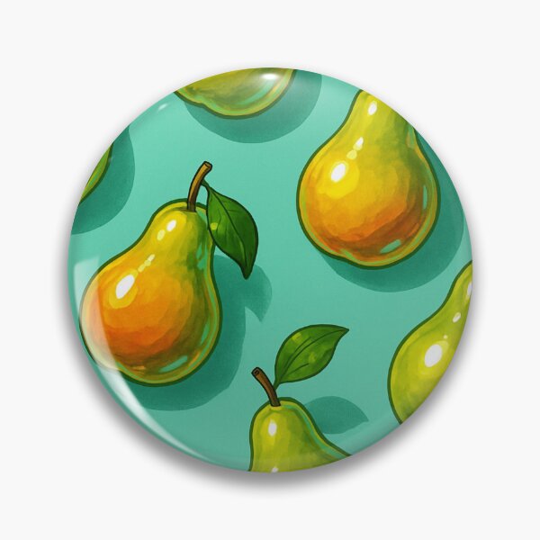 Item preview, Pear Pattern Fruitcore Print – Aesthetic Kawaii Green Pears on Teal Background Retro Fruit Art designed and sold by Bored Duck.