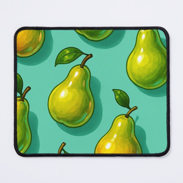 Item preview, Pear Pattern Fruitcore Print – Aesthetic Kawaii Green Pears on Teal Background Retro Fruit Art designed and sold by Bored Duck.