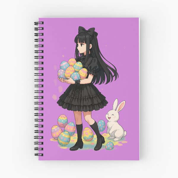Item preview, [Happy Easter] Anime-style gothic black-haired girl carries Easter eggs. designed and sold by KokeCouture.