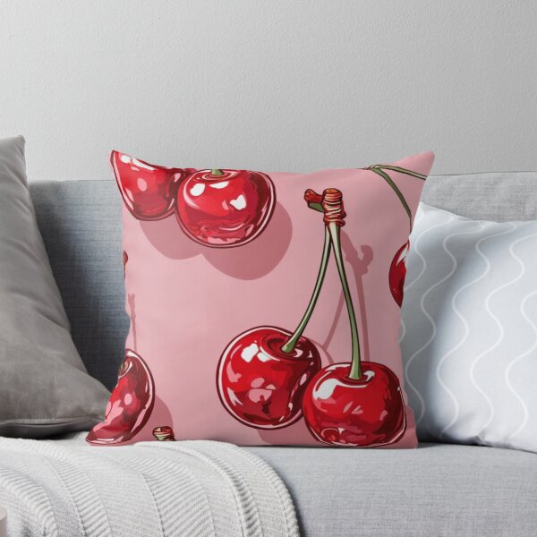 Item preview, Cute Cherry Pattern Print – Bold Red Cherries on Pink Background Retro softcore Fruit  coquetteY2K Art designed and sold by Bored Duck.