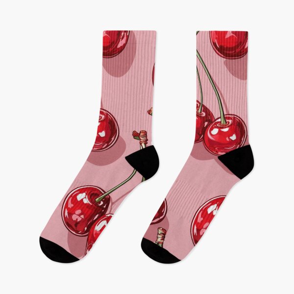 Item preview, Cute Cherry Pattern Print – Bold Red Cherries on Pink Background Retro softcore Fruit  coquetteY2K Art designed and sold by Bored Duck.