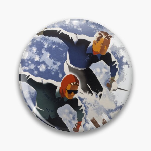 Item preview, Vintage Ski illustration. Skiing man and woman. designed and sold by Shoot-The-Moon.
