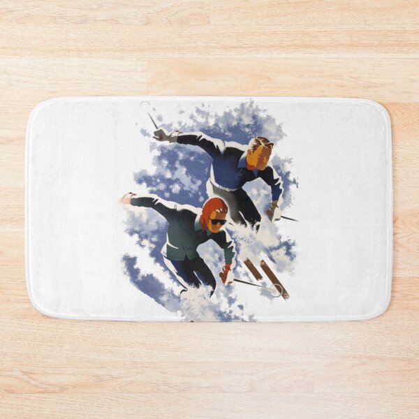Item preview, Vintage Ski illustration. Skiing man and woman. designed and sold by Shoot-The-Moon.