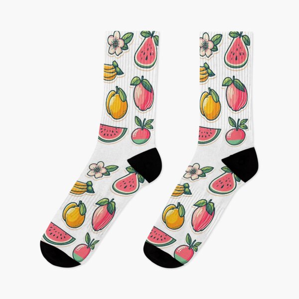 Item preview, Kawaii Summer Fruit and Flower Art – Peach, Banana, Watermelon designed and sold by Bored Duck.