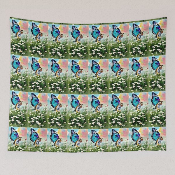 Item preview, Butterfly Tiger In A Field Of Tall Spring Daisies And A Tie Dye Sky designed and sold by CarrollGene.