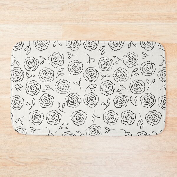 Item preview, Dark on Light Minimalist Roses and Leaves Outlined Pattern designed and sold by SpiritedArtwork.