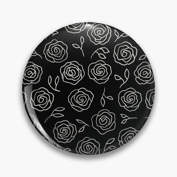 Item preview, Light on Dark Minimalist Roses and Leaves Outlined Pattern designed and sold by SpiritedArtwork.
