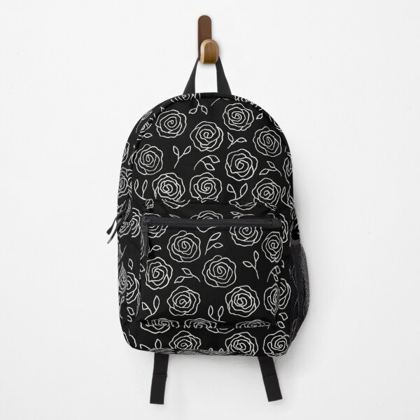 Item preview, Light on Dark Minimalist Roses and Leaves Outlined Pattern designed and sold by SpiritedArtwork.