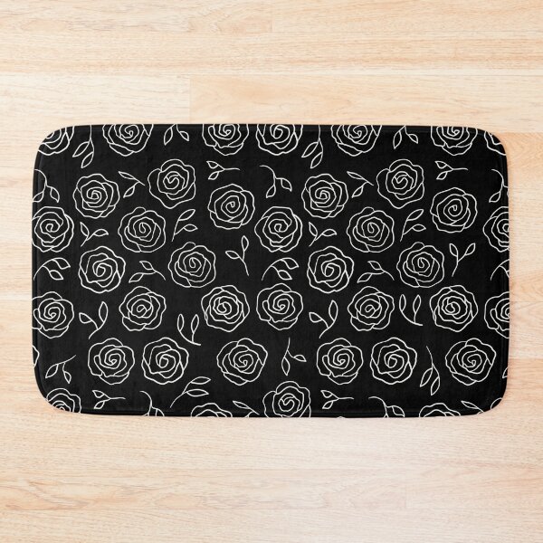 Item preview, Light on Dark Minimalist Roses and Leaves Outlined Pattern designed and sold by SpiritedArtwork.