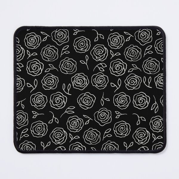 Item preview, Light on Dark Minimalist Roses and Leaves Outlined Pattern designed and sold by SpiritedArtwork.
