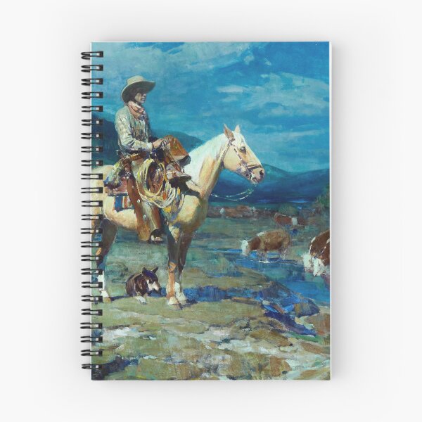 Item preview, Cowboy Herding Cattle - Vintage American Western Print designed and sold by VintageSpaceArt.