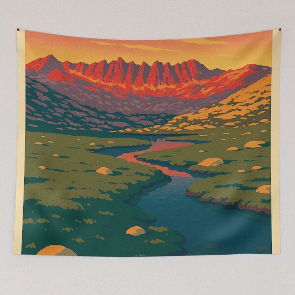 Item preview, Sunrise on the Sawtooth Ridge Vintage Poster designed and sold by ~ Roodpart ~ Owen White.