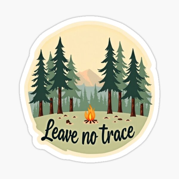 Item preview, Leave No Trace - Retro Forest Campfire Sticker designed and sold by Nawin19979shop.