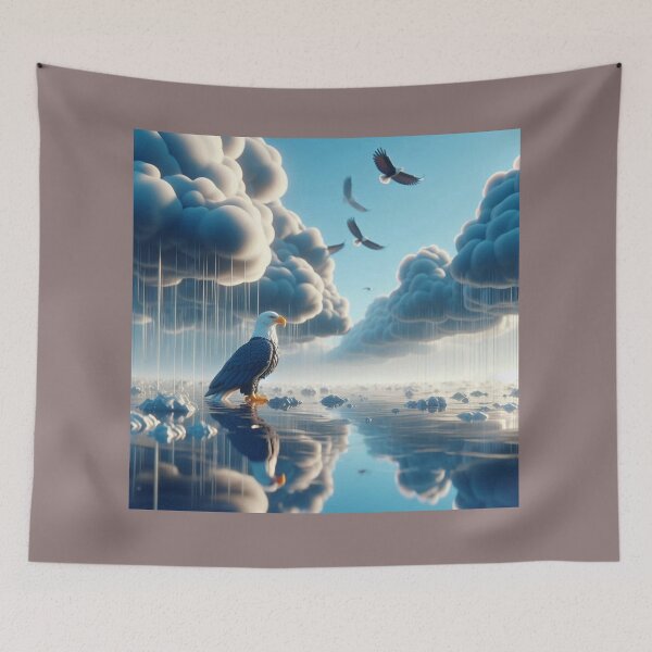 Item preview, Majestic Eagle Watching the Rainy Sky – Dramatic Cloudy Day Artwork designed and sold by choder61.