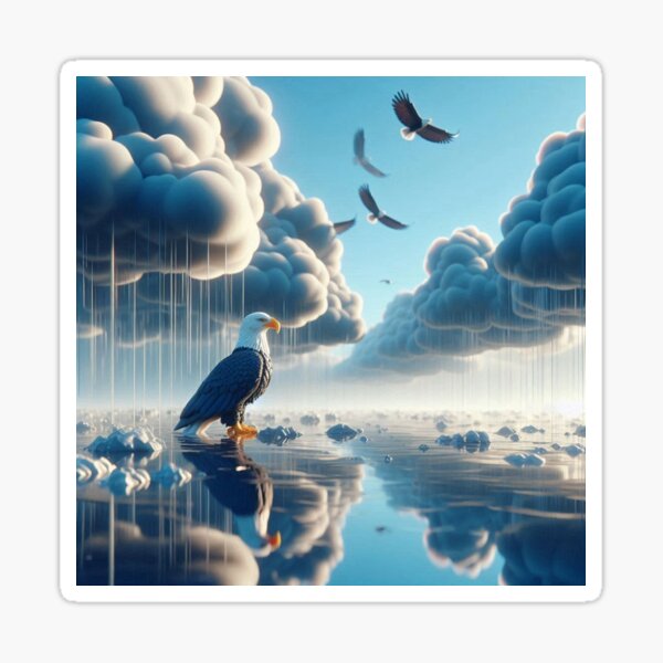 Item preview, Majestic Eagle Watching the Rainy Sky – Dramatic Cloudy Day Artwork designed and sold by choder61.