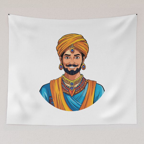 Item preview, Illustration depicts a man in a turban in traditional indian attire with jewelry designed and sold by Danler.