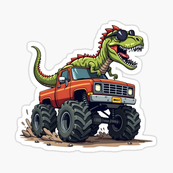 T Rex Dinosaur Riding Monster Truck Sticker