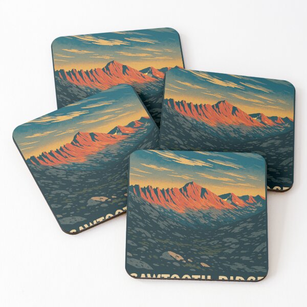 Item preview, Sunset on the Sawtooth Ridge Vintage Poster designed and sold by ~ Roodpart ~ Owen White.