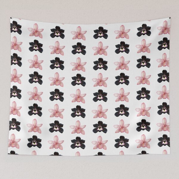 Item preview, pink and black orchid flower stickers designed and sold by inainart.