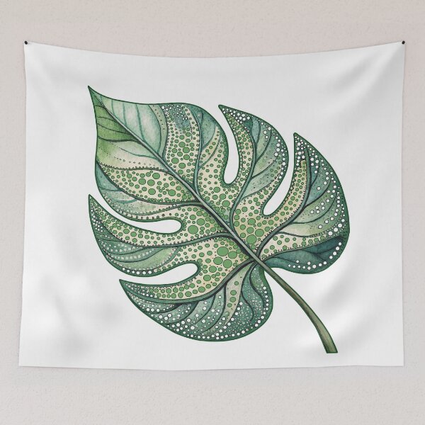 Item preview, Botanical Green Leaf Dot Art – Aesthetic Nature Inspired Drawing designed and sold by PnrArtDesign.