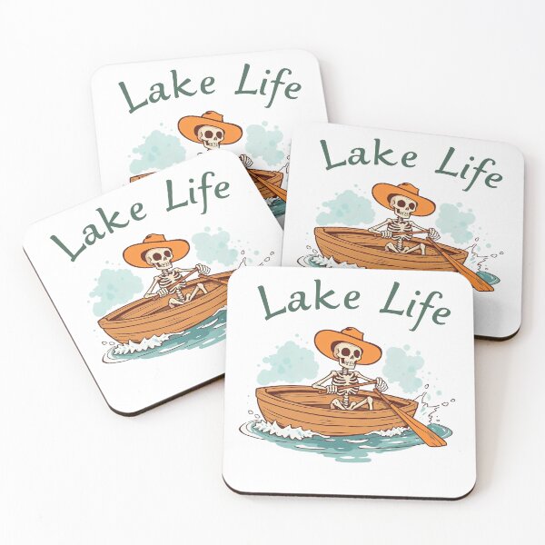 Item preview, Skeleton Lake Life Illustration Vintage Travel Poster designed and sold by lubushop1.