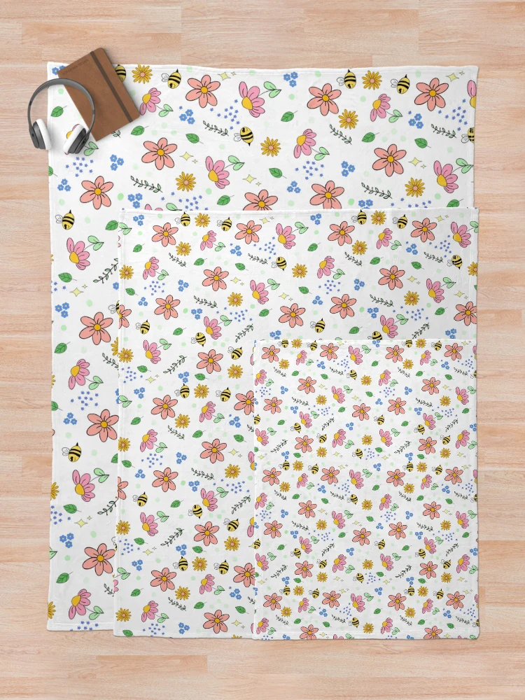 Thumbnail 5 of 6, Throw Blanket, Spring bee pattern designed and sold by Onehappyhook.