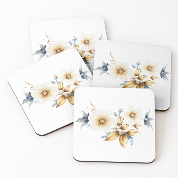 Artikelvorschau, Elegantes Aquarell-Blumenmuster – Creme & Blau entworfen und verkauft von CharmingGarden.