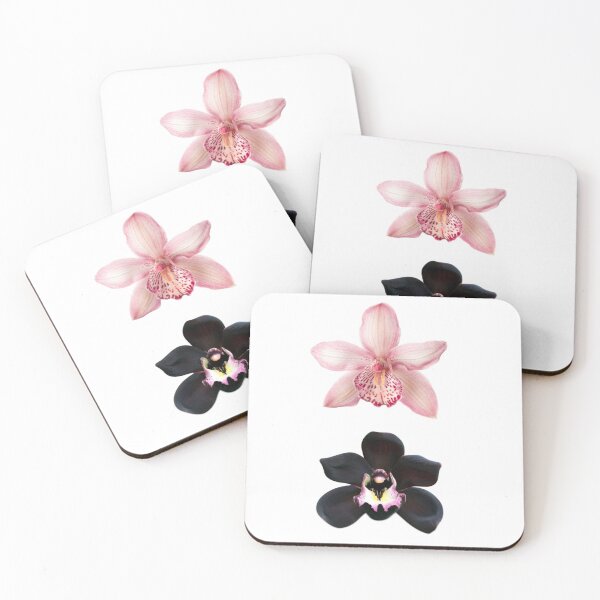 Item preview, pink and black orchid flower stickers designed and sold by inainart.