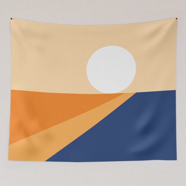 Item preview, Geometric Shapes Sunrise Sunset Abstract 4 in Burnt Orange Navy Blue designed and sold by nineFlorals.