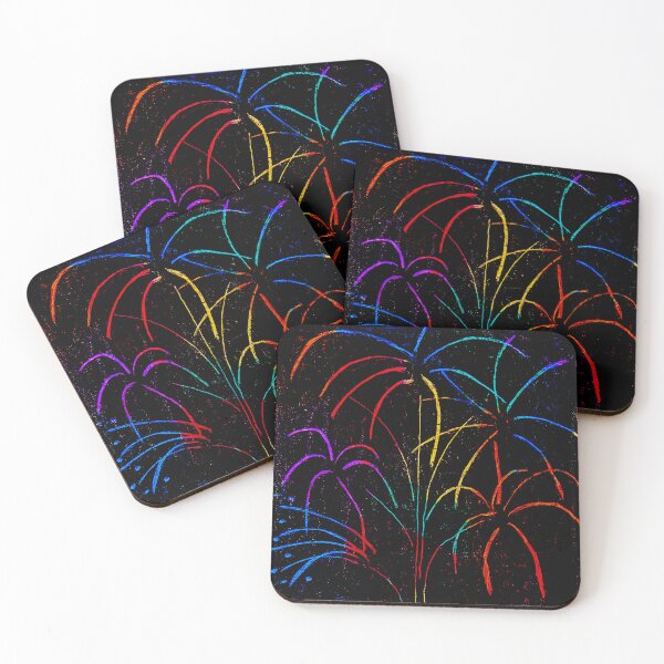 Item preview, Fireworks over the city – scratch picture with wax crayons designed and sold by Vision Illustrated.
