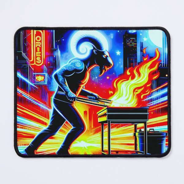 Item preview, Neon BBQ Nights: The Adventurous Aries Chef designed and sold by Fantabulous.
