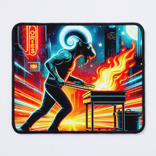 Item preview, Neon BBQ Nights: The Adventurous Aries Chef designed and sold by Fantabulous.