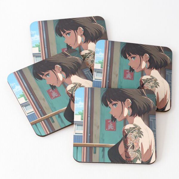 Item preview, Japanese manga girl, retro with 80s tattoos. designed and sold by EpicMerchRealm.