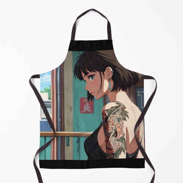 Item preview, Japanese manga girl, retro with 80s tattoos. designed and sold by EpicMerchRealm.