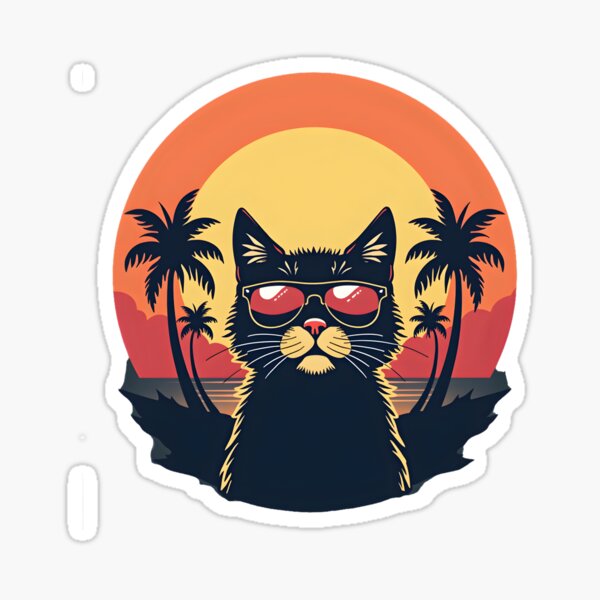 The Cool Sunset Cat with Sunglasses Sticker