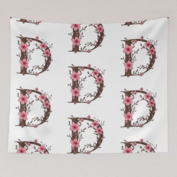 Artikelvorschau, Elegantes florales Buchstabe-D-Design mit rosa Kirschblüten – perfekt für die Heimdekoration und personalisierte Geschenke entworfen und verkauft von Psycho-Crazy.