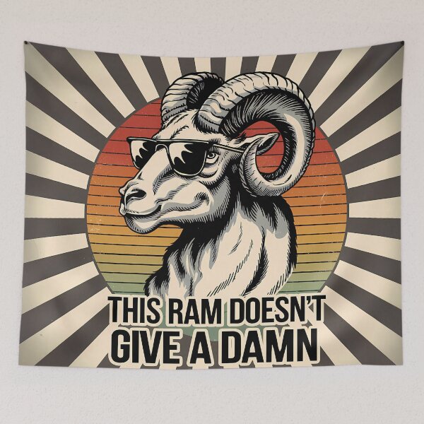 Item preview, This Ram Doesn’t Give a Damn – Retro Funny Aries designed and sold by KateVil.