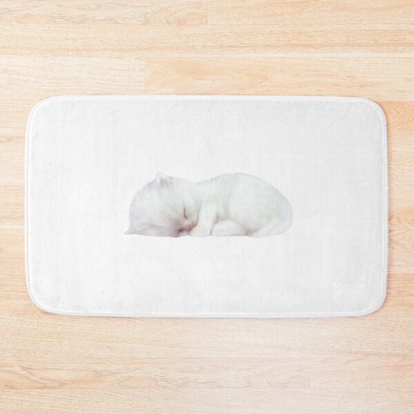 Item preview, cutesy white kitten sleeping sticker designed and sold by inainart.