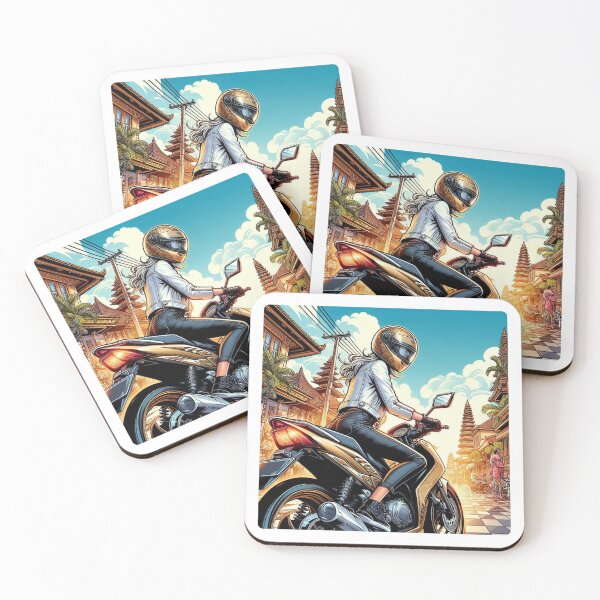Item preview, Female Motorcyclist in Denpasar Bali – Stylish Design for Touring, Urban Fashion, and Adventure Accessories designed and sold by knalpot-design.