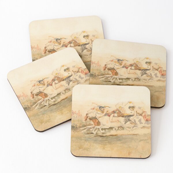 Item preview, Indian Warriors Horseracing - Vintage American Western Print designed and sold by VintageSpaceArt.