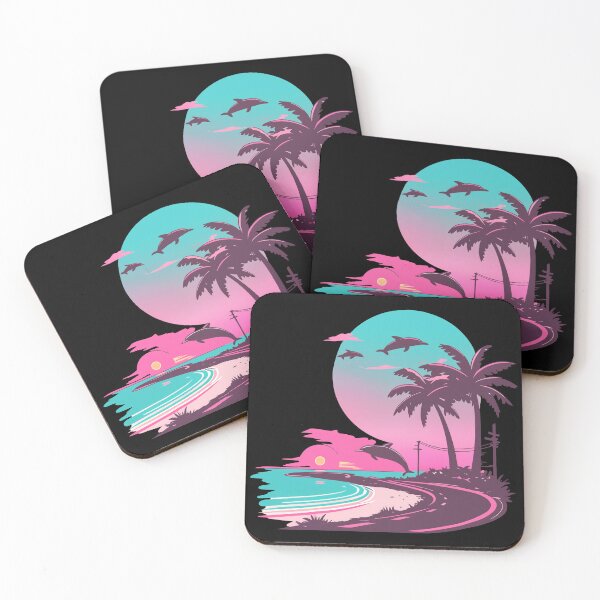 Item preview, Vaporwave Summer Dolphin Coast designed and sold by Bearabilia.