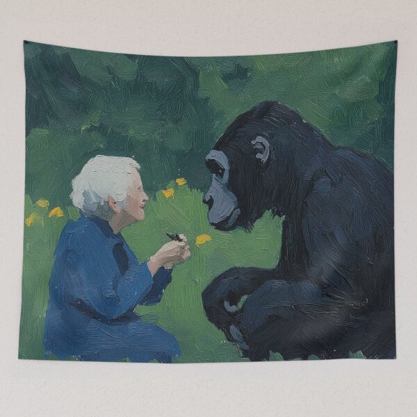 Item preview, Jane Goodall | Post-impressionist painting style designed and sold by ComicsFactory.