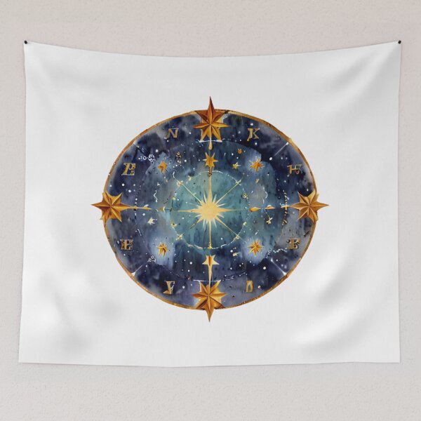 Item preview, Celestial Watercolor Compass Star Map designed and sold by CharmingGarden.