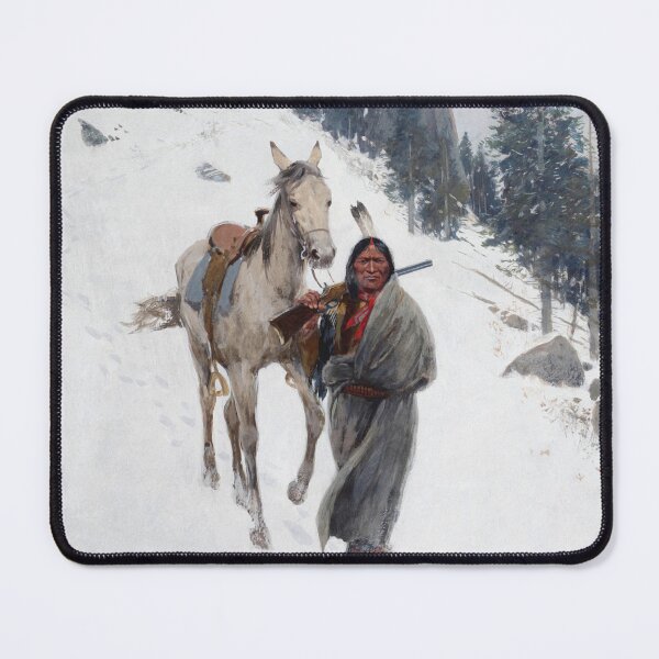 Item preview, Indian Warrior In Snow - Vintage American Wester Print designed and sold by VintageSpaceArt.