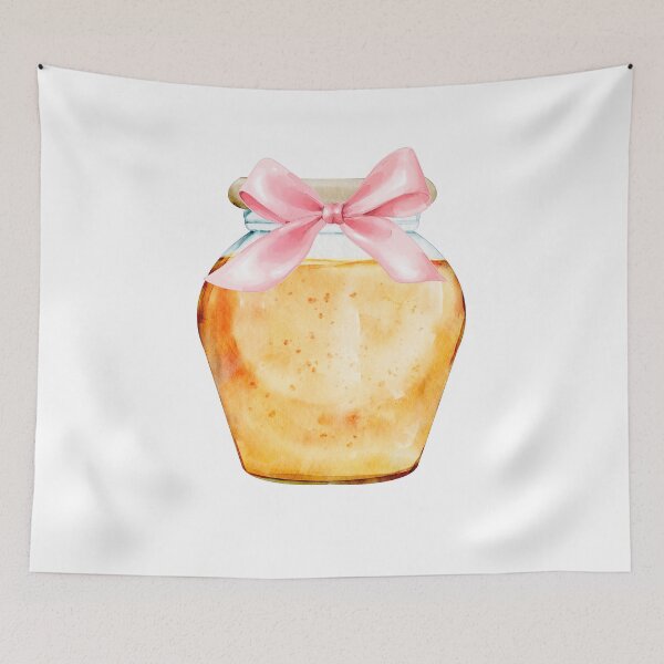 Item preview, Honey Pot with Pink Bow – Coquette Cottagecore Watercolor Aesthetic designed and sold by DivinePassion.