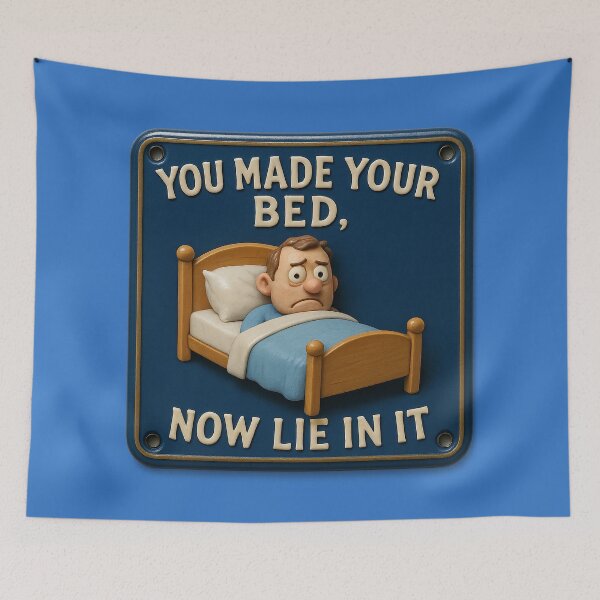 Item preview, Make your bed, now lie in it – cartoon wisdom designed and sold by Girih.