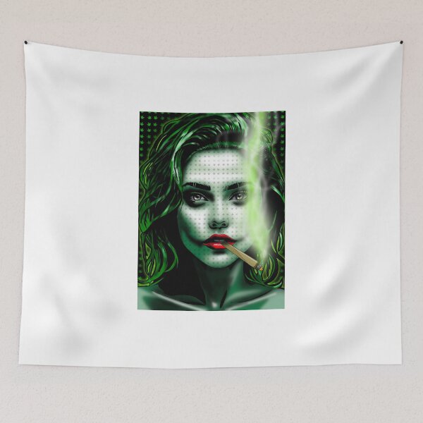 Item preview, Gorgeous Stoner Joker Girl Smoking a Spliff – Artwork designed and sold by GrizzlyCollective.